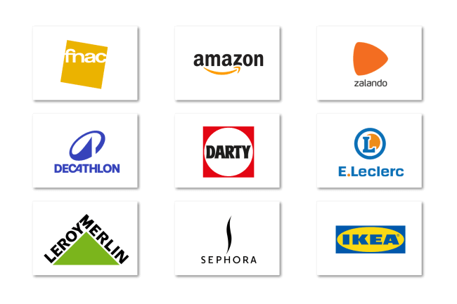 Logos des enseignes éligibles à la carte cadeau Pluxee
