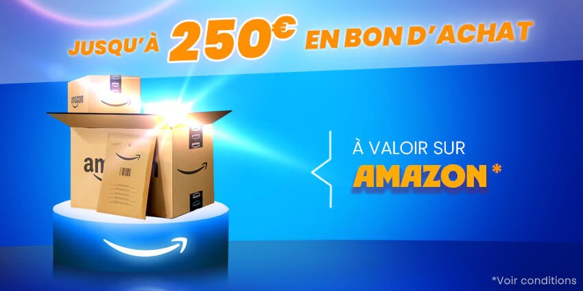 Cartons Amazon sur un podium