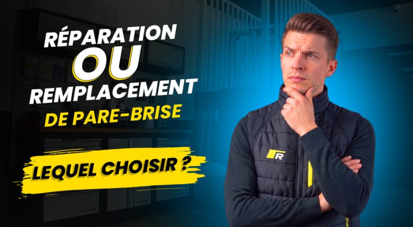 Homme interrogatif doit choisir entre réparation ou remplacement pare-brise