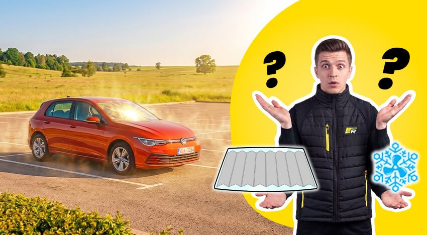 Technicien tenant des solutions de protection contre la chaleur pour la voiture